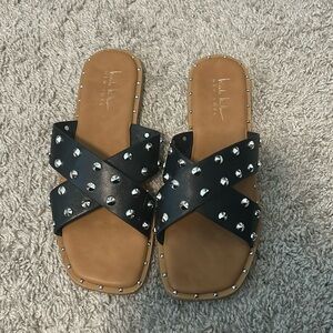 Black studded sandals only worn a couple times size 8